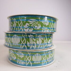 Coastal Fish Seashell Underwater Ribbons (3) New unopened 3 yards 7/8" wide